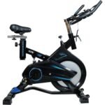 Bicicleta Ergométrica Residencial Spinning Pro Com Freio Mecânico - Preto e Azul - Imagem 2