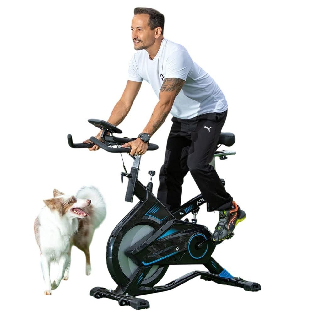 15372699101-lq4qu8z64co-xl.jpg Bicicleta Ergométrica Residencial Spinning Pro Com Freio Mecânico - Preto e Azul - Imagem 4