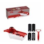 Jogo 6 Peças Ralador e Fatiador de Alimentos Com 4 Lâminas - Vermelha - Imagem 4