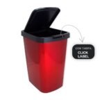 Lixeira Cesto 9 Litros com Tampa Click Label Vermelha Metalizada - Imagem 3