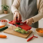 Jogo 6 Peças Ralador e Fatiador de Alimentos Com 4 Lâminas - Vermelha - Imagem 2