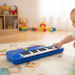 Kit Teclado Musical Infantil com Microfone - Azul - Imagem 3