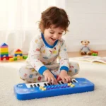 Kit Teclado Musical Infantil com Microfone - Azul