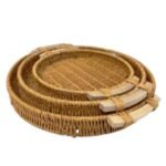 Kit 3 peças Bandejas Redondas em Madeira