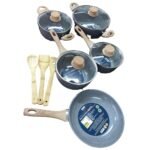 Jogo de Panela Antiaderente com Cabo de Madeira 8 Peças - Sortida - Imagem 2