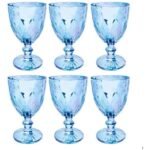 Conjunto 6 Taças de Vidro Azul Milbani 330ml