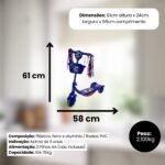 Patinete 3 Rodas Infantil Dobrável com Som e Luz - Azul - Imagem 4