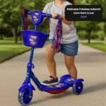 Patinete 3 Rodas Infantil Dobrável com Som e Luz - Azul - Imagem 5