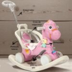 Cavalinho de Passeio e Balanço com Empurrador – Rosa - Imagem 2