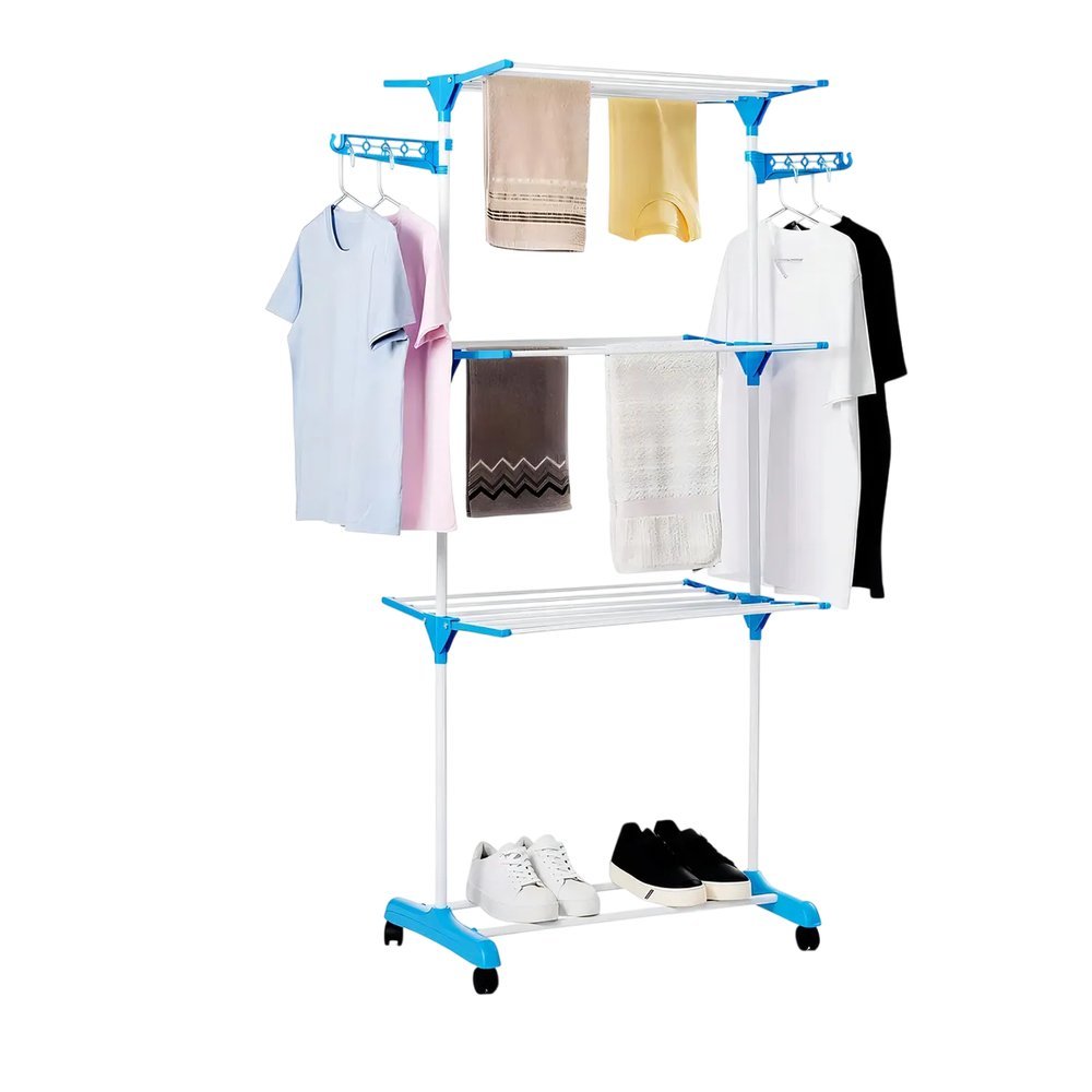 15396273253-1ob0dp6vij5-xl.jpg Multi varal de chão com bandejas 3 andares Com Cabideiro- Branca - Imagem 1