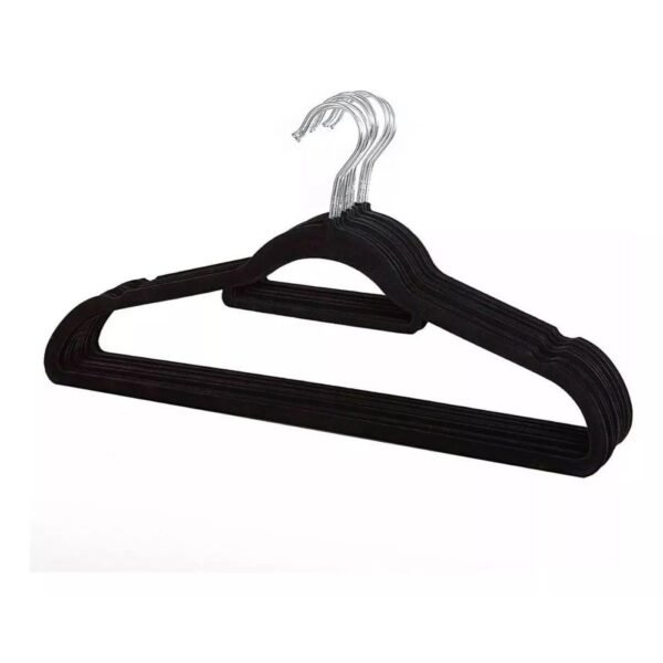 Kit 10 Unidades Cabides Slim Veludo Preto