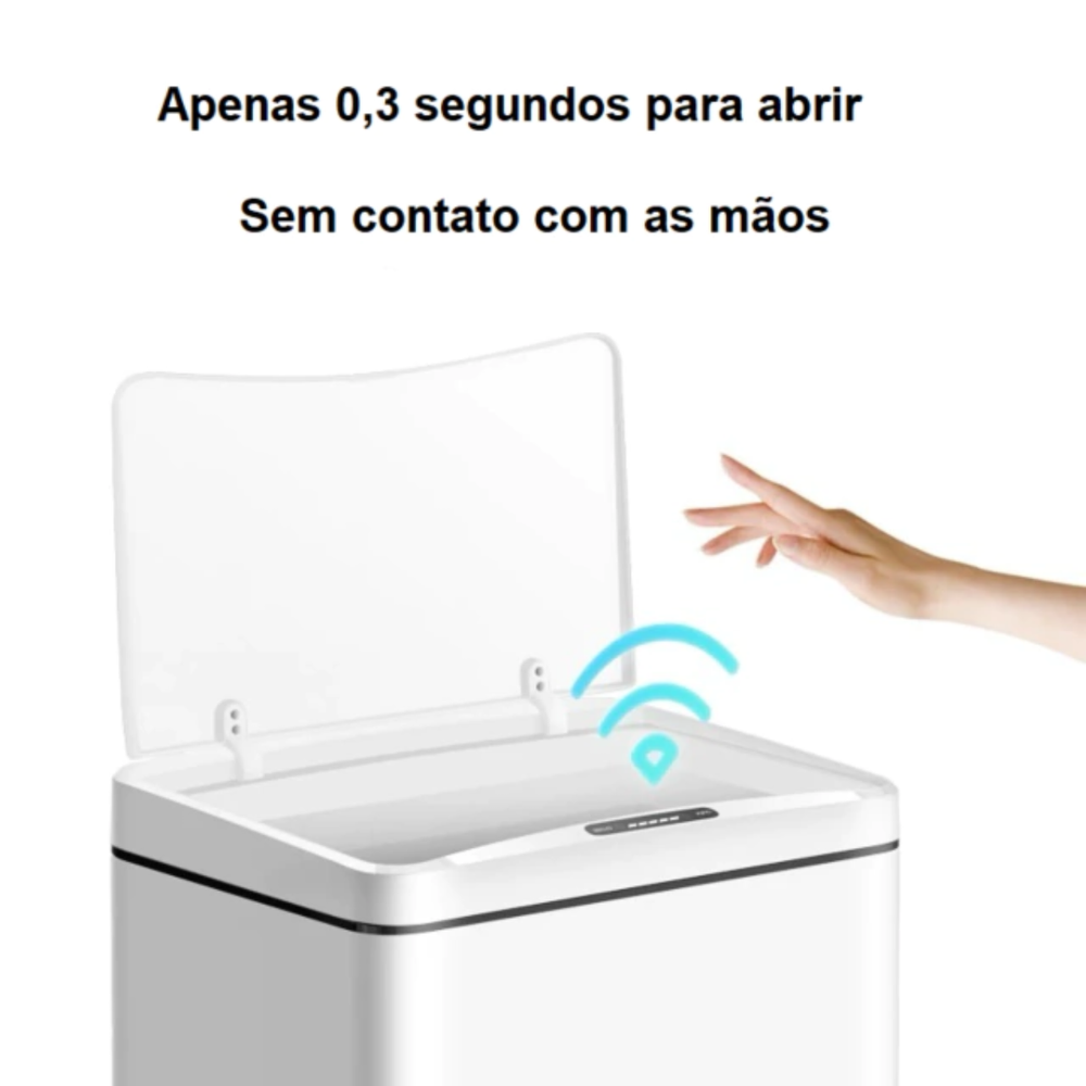 15371552613-hbjcts1fw2d-xl.png Lixeira Automática Retangular 40 Litros com Sensor em Aço - Branca - Imagem 1
