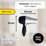Secador de Cabelo Portátil 1200W Bivolt - Cinza - Imagem 3