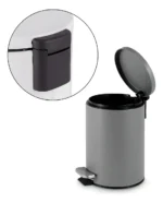 Lixeira Redonda com Pedal Multiuso Aço 3 litros - Cinza Matte - Imagem 2