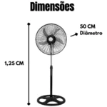 Ventilador 127V Pedestal Premium 60W - Preta