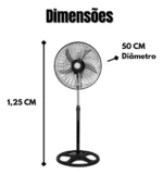 Ventilador 127V Pedestal Premium 60W - Preta