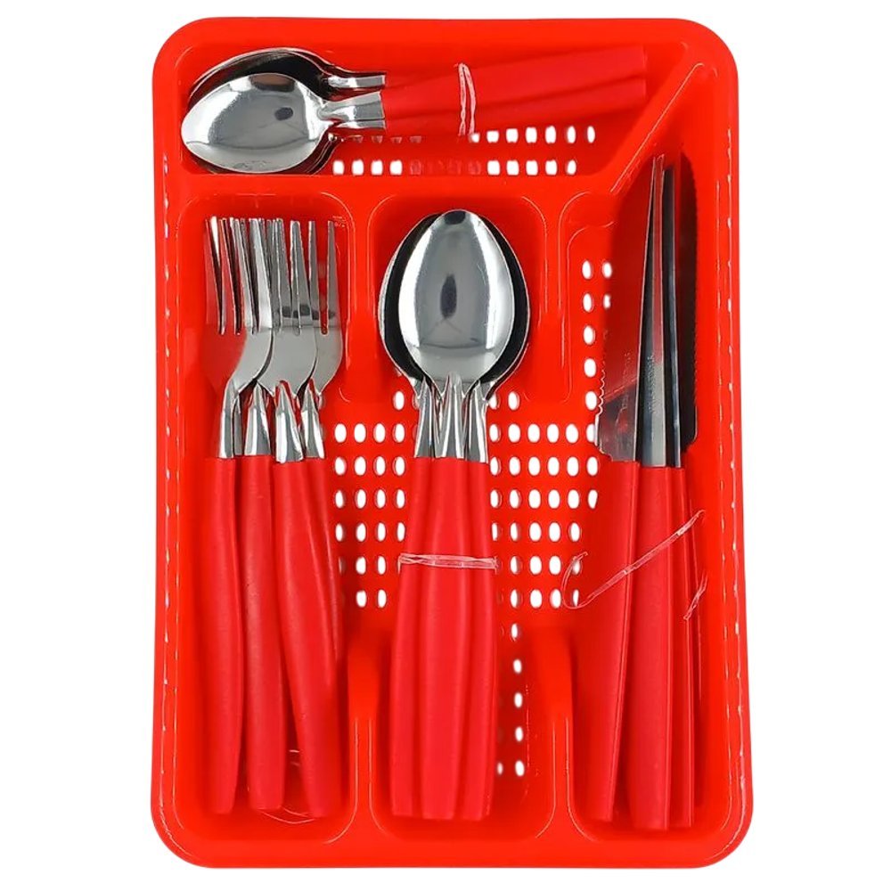 15397800209-6ilp45murq7-xl.jpg Jogo de Faqueiro 25 Peças com Porta Talher - Vermelha - Imagem 1