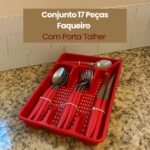 Conjunto 17 Peças Faqueiro com Porta Talher - Vermelha