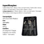 Conjunto 17 Peças Faqueiro com Porta Talher - Preta - Imagem 2