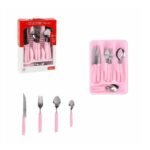 Conjunto de Talheres Palmas 25 Peças Com Organizador - Rosa