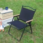 Cadeira Camping Dobrável com Braços de Madeira - Sortida