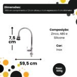 Torneira de Mesa Gourmet com Ducha Para Cozinha - Inox - Imagem 2