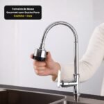 Torneira de Mesa Gourmet com Ducha Para Cozinha - Inox - Imagem 4