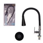 Torneira de Mesa Silicone com Ducha Para Cozinha - Preta