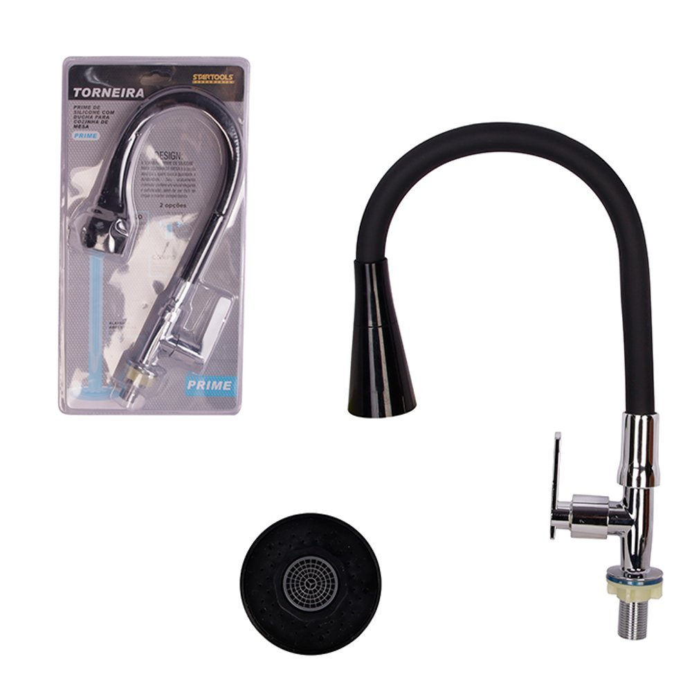 15397802042-rwpbd7hvs0d-xl.jpg Torneira de Mesa Silicone com Ducha Para Cozinha - Preta - Imagem 1
