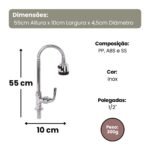 Torneira Gourmet Flexível de Mesa com Ducha 1/2'' - Inox - Imagem 2