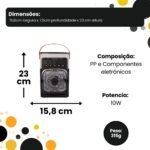 Climatizador e Ventilador Portátil LED Bivolt 10W - Preta - Imagem 3