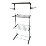 Multi varal de chão com bandejas e 3 andares  Com Cabideiro- Cinza