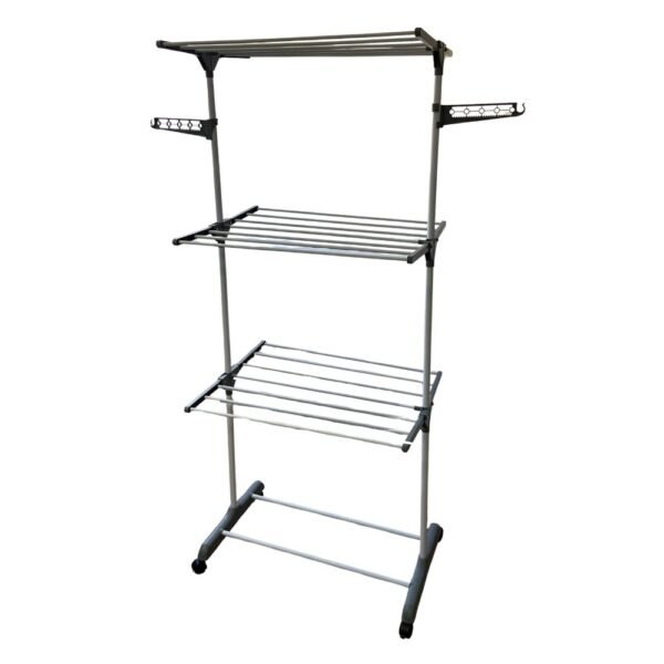 Multi varal de chão com bandejas e 3 andares  Com Cabideiro- Cinza