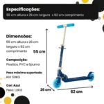 Mini Patinete infantil Rodas com Brilho ajustável - Azul - Imagem 2