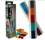 Kit 12 unidades Régua Blocos coloridos para encaixe - Sortido