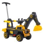 Retroescavadeira Elétrica 6V com Pá Móvel e Alça de Empurrar - Amarela - Imagem 2