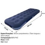 Colchão Inflável Liso Solteiro - Azul - Imagem 3