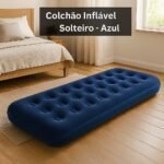 Colchão Inflável Liso Solteiro - Azul - Imagem 4