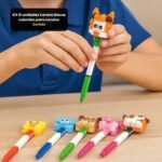 Kit 12 unidades Caneta Blocos coloridos para encaixe - Sortido - Imagem 5