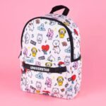 Mochila de Costa Escolar Personagens BT21 - Branca - Imagem 3