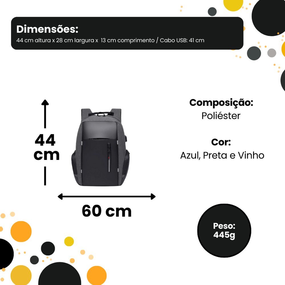 15398218527-22k303yf1tr-xl.jpg Mochila Para Notebook com Entrada USB Viagem - Sortida - Imagem 1
