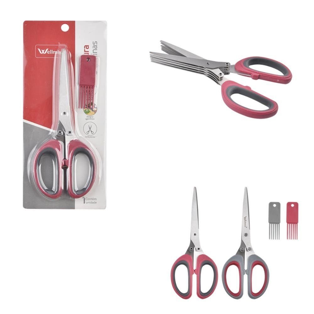 15471931854-15471922587-tesoura-para-picar-alimentos-temperos-e-ervas-5-l-minas-a-o-inox-sortido-imagem-1.jpg Tesoura para Picar Alimentos Temperos e Ervas 5 Lâminas Aço Inox Sortido - Imagem 1