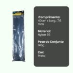 Abraçadeira de Nylon 40cm x 7,6mm com 50 Unidades - Preta - Imagem 4