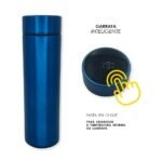 Garrafa Térmica Medidor Temperatura Digital Squeeze Portátil Azul