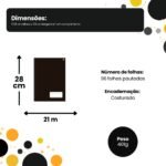 Caderno Universitário Costurado 1 matéria 96 Folhas - Preto - Imagem 3