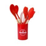 Jogo com 7 Peças de Silicone Vermelho com Cabo de Madeira - Imagem 2