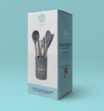 O Jogo com 7 Peças de Silicone Cinza com Cabo de Madeira - Imagem 2