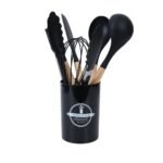 Jogo com 7 Peças de Silicone Preto com Cabo de Madeira - Imagem 6