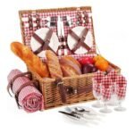 Cesta De Picnic Completa Com Forro Térmico, Toalha e Assessórios