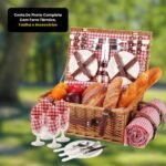 Cesta De Picnic Completa Com Forro Térmico, Toalha e Assessórios - Imagem 5
